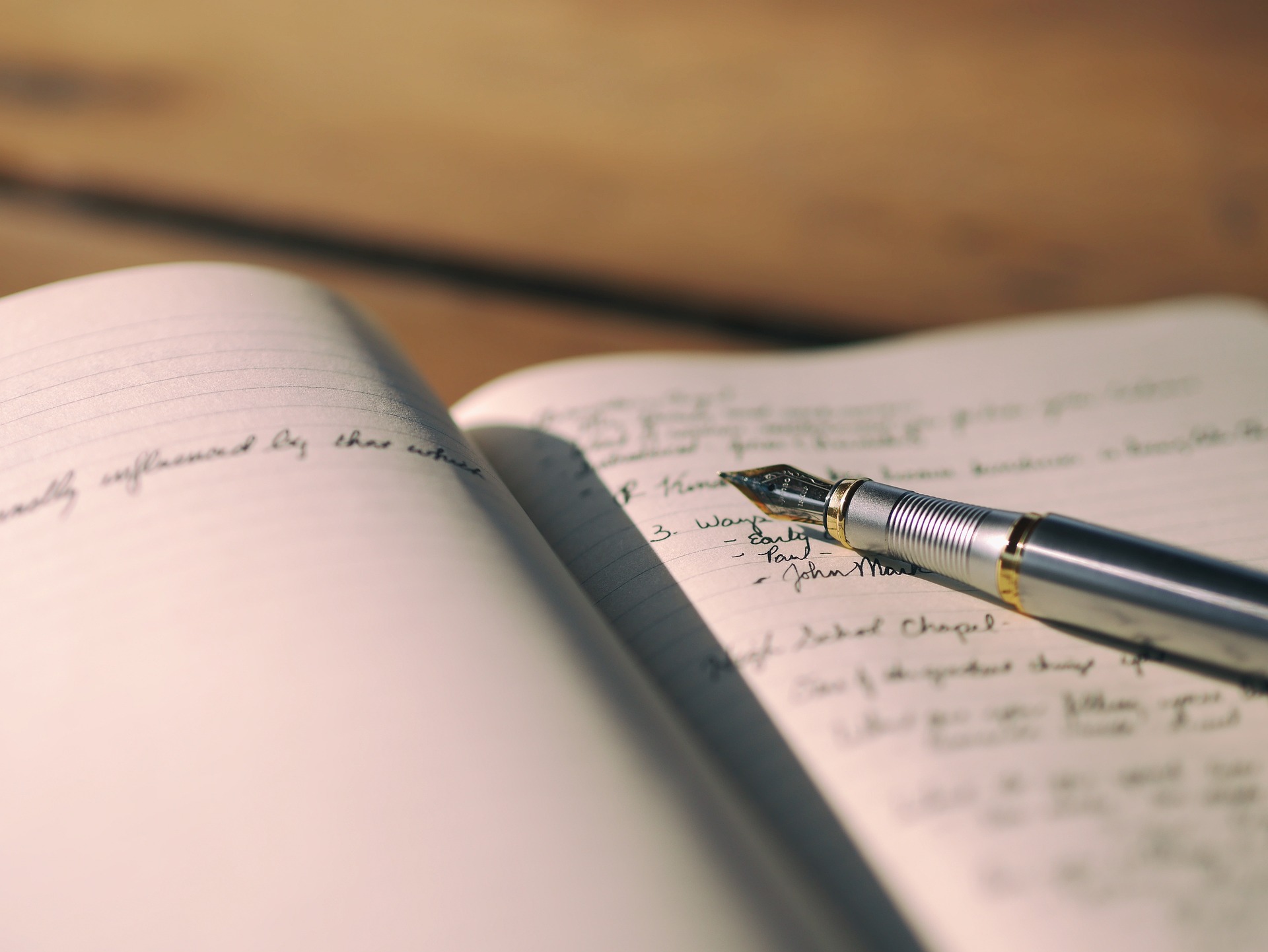 Open academic journal on a desk